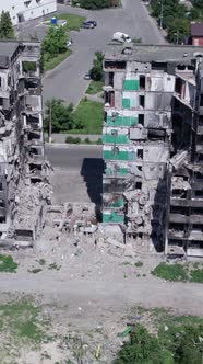 Vertical Video of War in Ukraine  Destroyed House