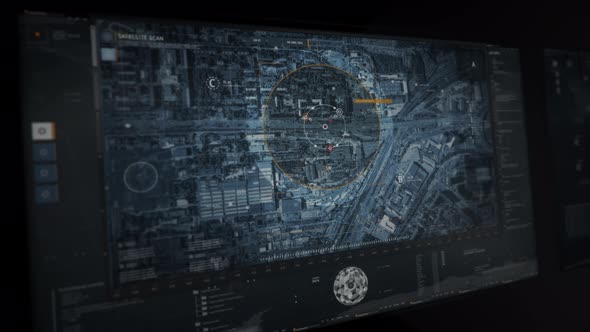 Innovative Police Scan System Searching For Crime Activity In Modern City Area alt