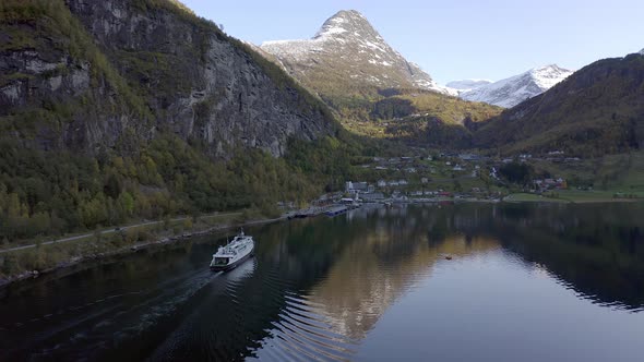 StockNorwegian Fjord with a Vehicle and Passenger Ferry