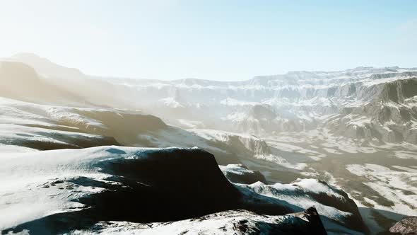 Lava Rock and Snow in Winter Time in Iceland