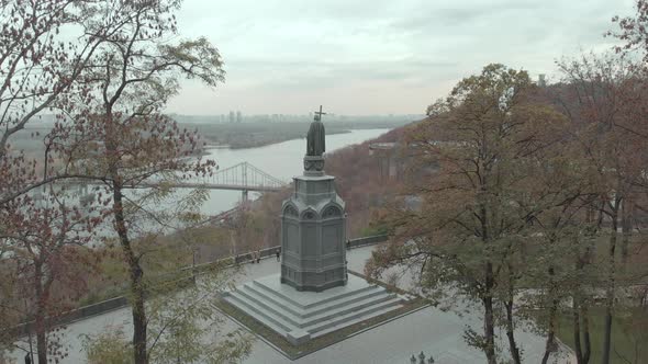 Monument To Volodymyr the Great. Kyiv. Ukraine. Aerial View