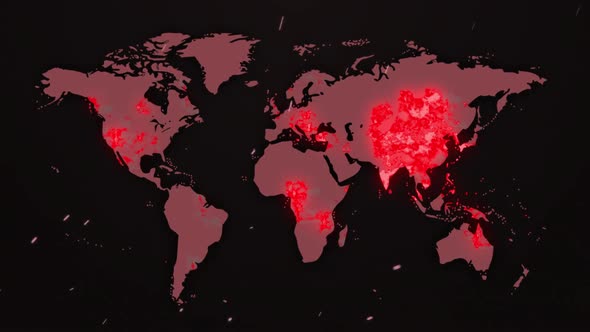 Words Covid-19 Pandemic Infection Rates written over world map showing global spread of Covid-19  alt