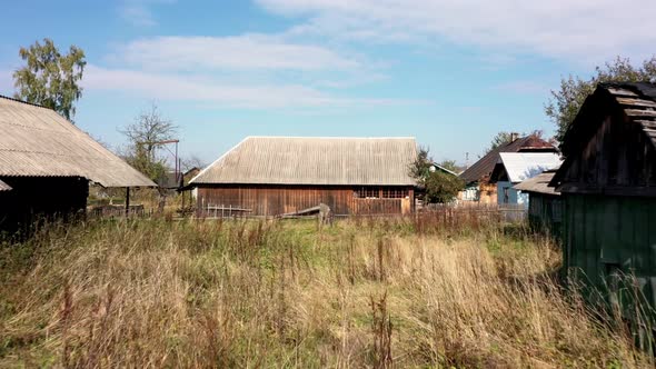 Abandoned private house. Wooden house in the village, known as hut