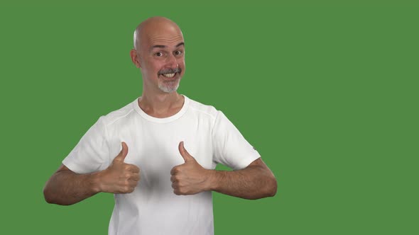 Portrait of Man on Greenscreen in Showing Many Different Emotions