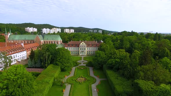 Aerial view of the Oliwa park in Sopot, Poland