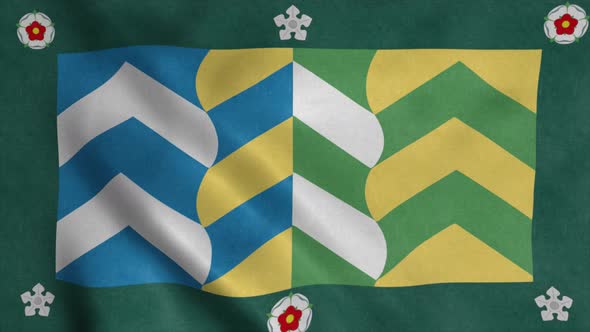 Flag of Cumbria City of England Waving in Wind