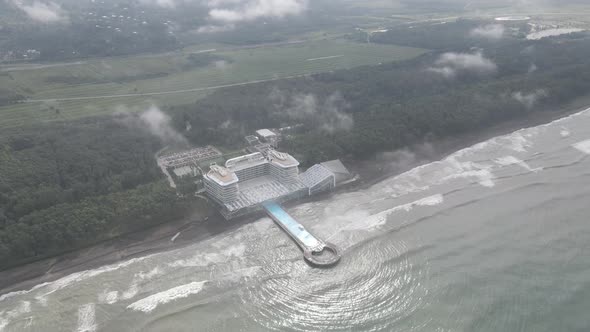 Shekvetili, Georgia - September 10 2020: Aerial view of Modern hotel Paragraph