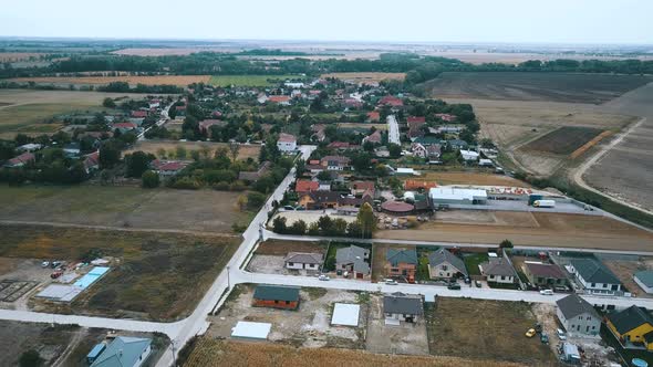 Drone shot over the village and landscape