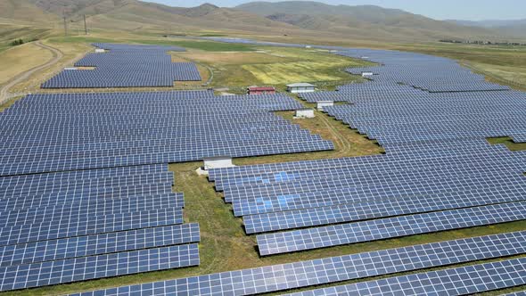 aerial view solar panel cells