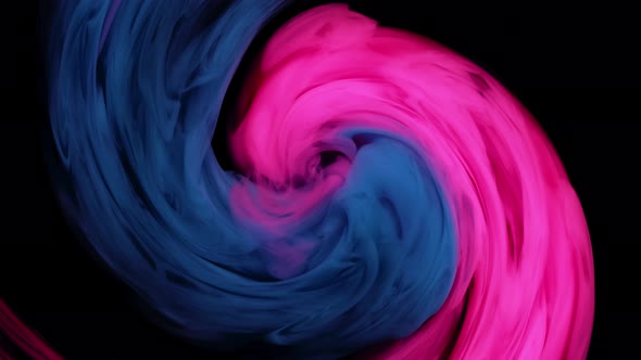 Liquid Art Drawing, Modern Acrylic Texture with Swirl Colorful Waves. Movement with Blue, Pink and