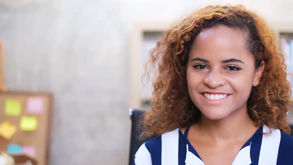 Portrait happy Asian  business woman smiling enjoying successful