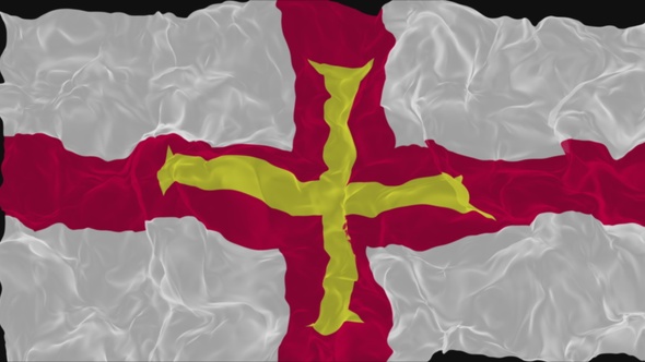 flag Guernsey turns into smoke. State weakening concept, alpha channel.