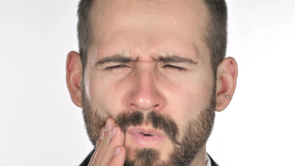 Close Up of Toothache Man with Tooth Infection