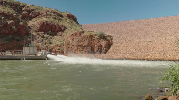 low angle view of lake argyle power station outlet near kununurra