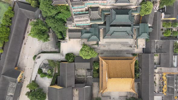 Buddha temple. Aerial view Buildings in China