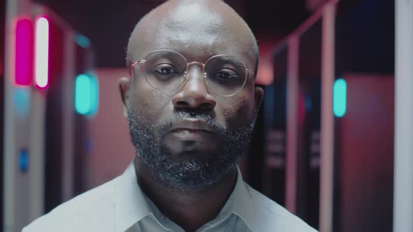 Portrait of African American Data Center Technician