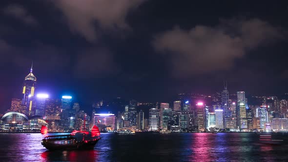 4k Time-lapse of Hong Kong Symphony of Lights at victoria harbour