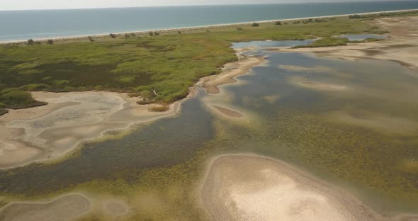 Aerial View of Tuzly Estuary National Nature Park Near By Black Sea Coast Ukraine