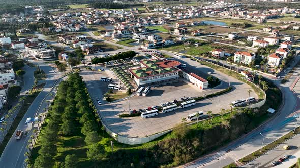 Bus station aerial view 4 K