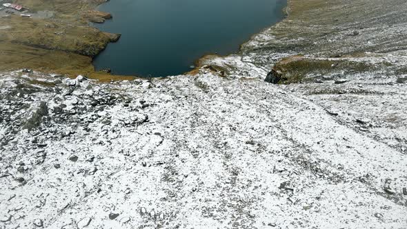 Aerial drone view of nature in Romania. Transfagarasan route in Carpathian mountains