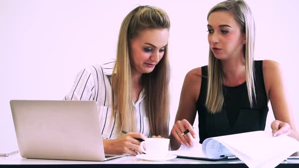 Blonde Business Woman Working at Modern Office