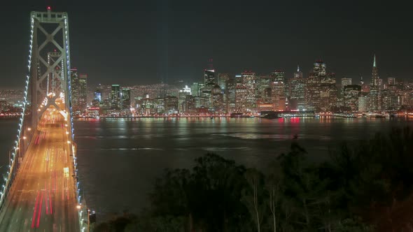 Night timelapse of San Francisco and Bay Bridge