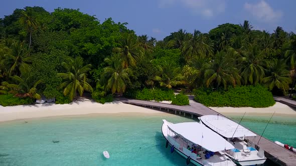 Copy space tourism of tourist beach by blue sea with sand background near sandbank