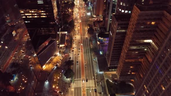 Night scape downtown Sao Paulo Brazil. Night city landscape of downtown district