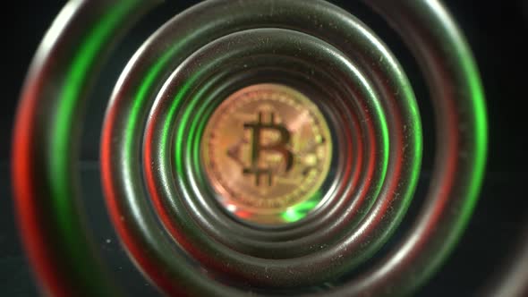 Bitcoin. Abstract Futuristic Technology Background of Bitcoin Digital Cryptocurrency and Hud Screen