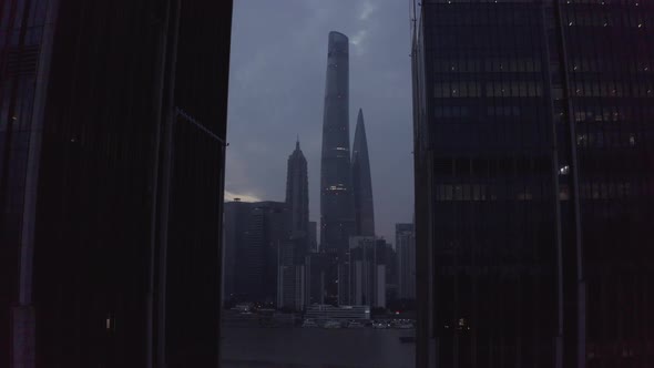 Aerial view of Shanghai World Financial Center, China.