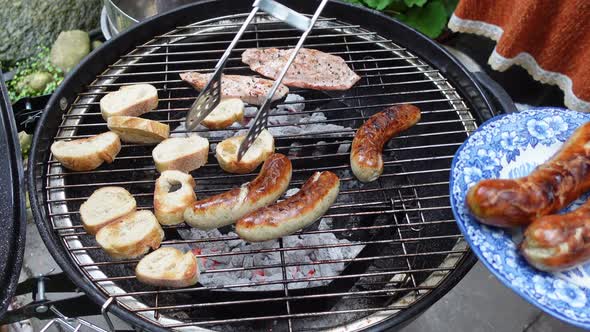 BBQ sausages on a grill