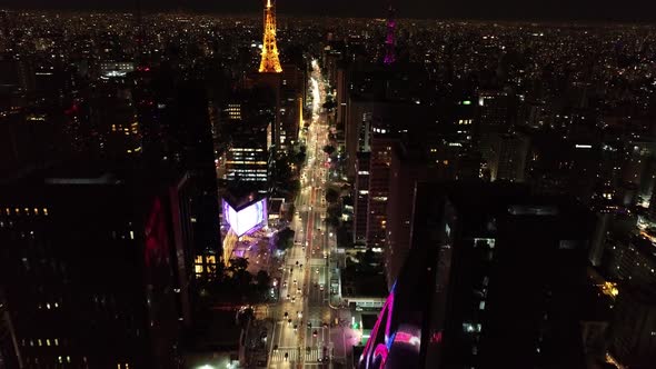 Night scape downtown Sao Paulo Brazil. Night city landscape of downtown district