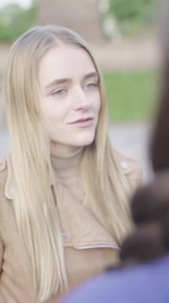 Vertical Video of a Young Skinny Girl in the Park