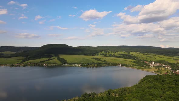 Aerial view of Teply vrch reservoir in Slovakia