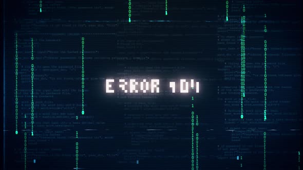 Error 404 Warning message. computer hacking error message. glitched background effect