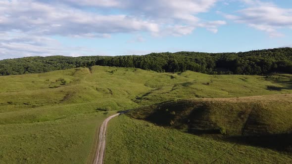 Aerial view of the road in country side