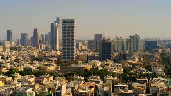 A Panoramic Tel Aviv Skyline In Israel