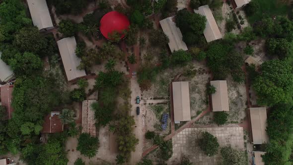 High aerial birdseye view of SOS Children's village in Bakoteh The Gambia Africa