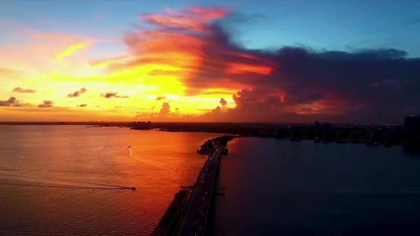 Red sunset on the coast