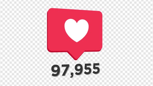 Instagram Love Count Counting Pink Icon with Alpha