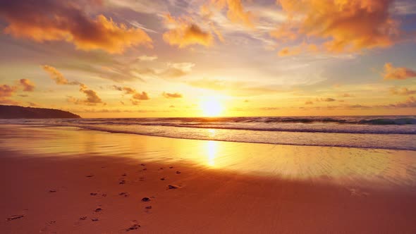 Beautiful sky sunset or sunrise over sea surface beautiful wave Amazing light twilight sky