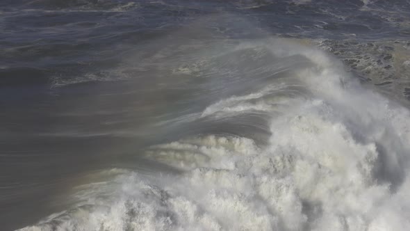 Large Wave Rolling on Surface of Stormy Ocean