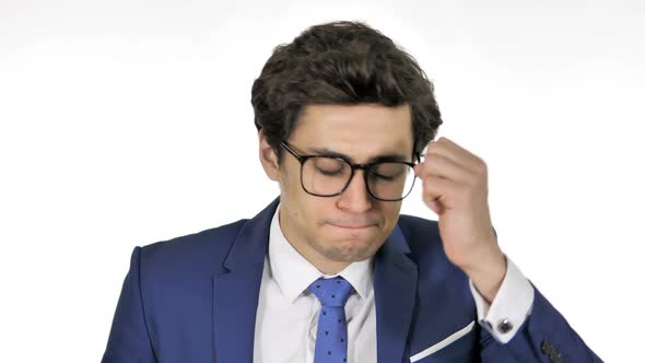 Young Businessman Upset By Results Isolated on White Background