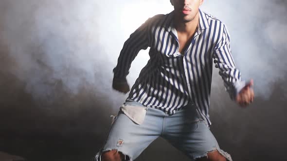 Man Dancing Street Dance Isolated in Studio