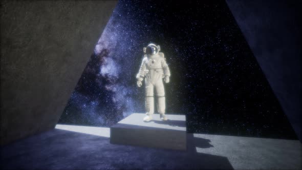 Astronaut on Space Base in Deep Space