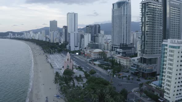 Aerial view of Nha Trang city in the coastal area