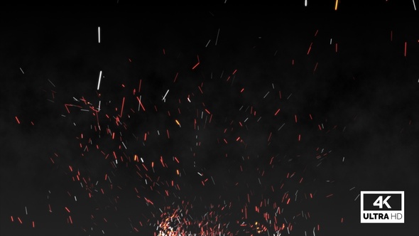 Flying Fire & Smoke Particles With Smoke Background V5