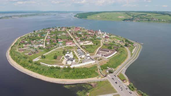 A Religious Town-island Sviyazhsk in Russia Surrounded By the River - Several Religious Buildings