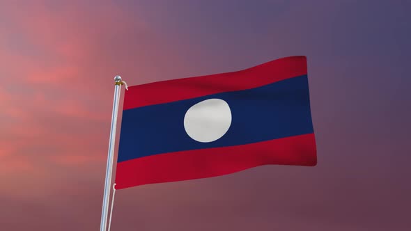 Flag Of Laos Waving 4k