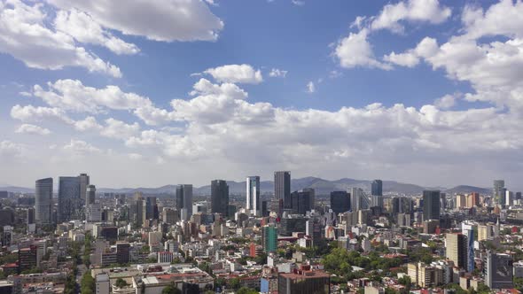 Aerial Hyperlapse With Panoramic View of the Skyline in Mexico City